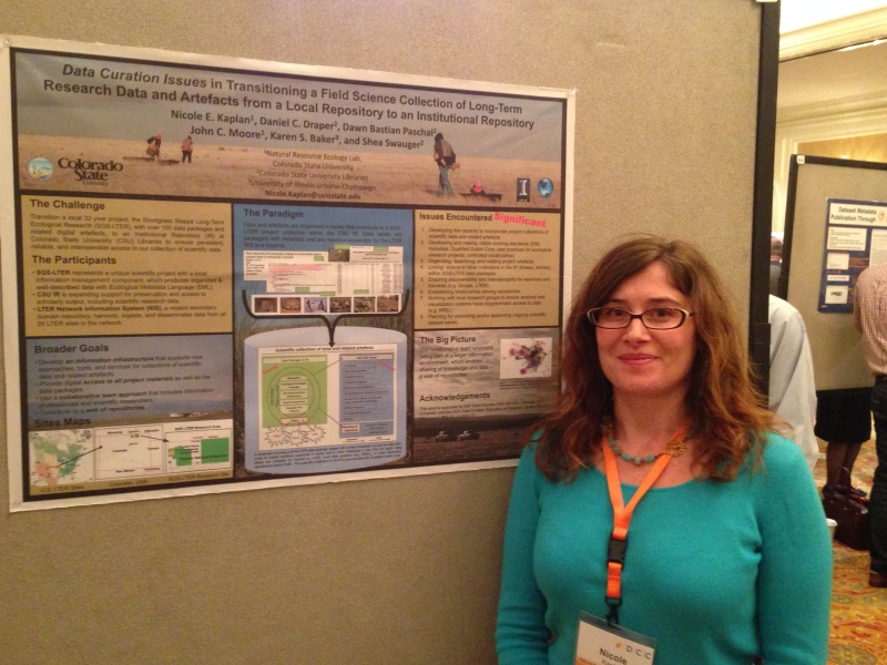 Nicole Kaplan showcasing her work and NREL at the International Digital Curation Conference in San Francisco.